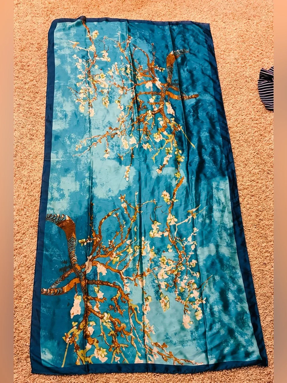 Ama Waterways Scarf  Vincent Van Gogh Almond Blossom Silk Approx 70”X 34”